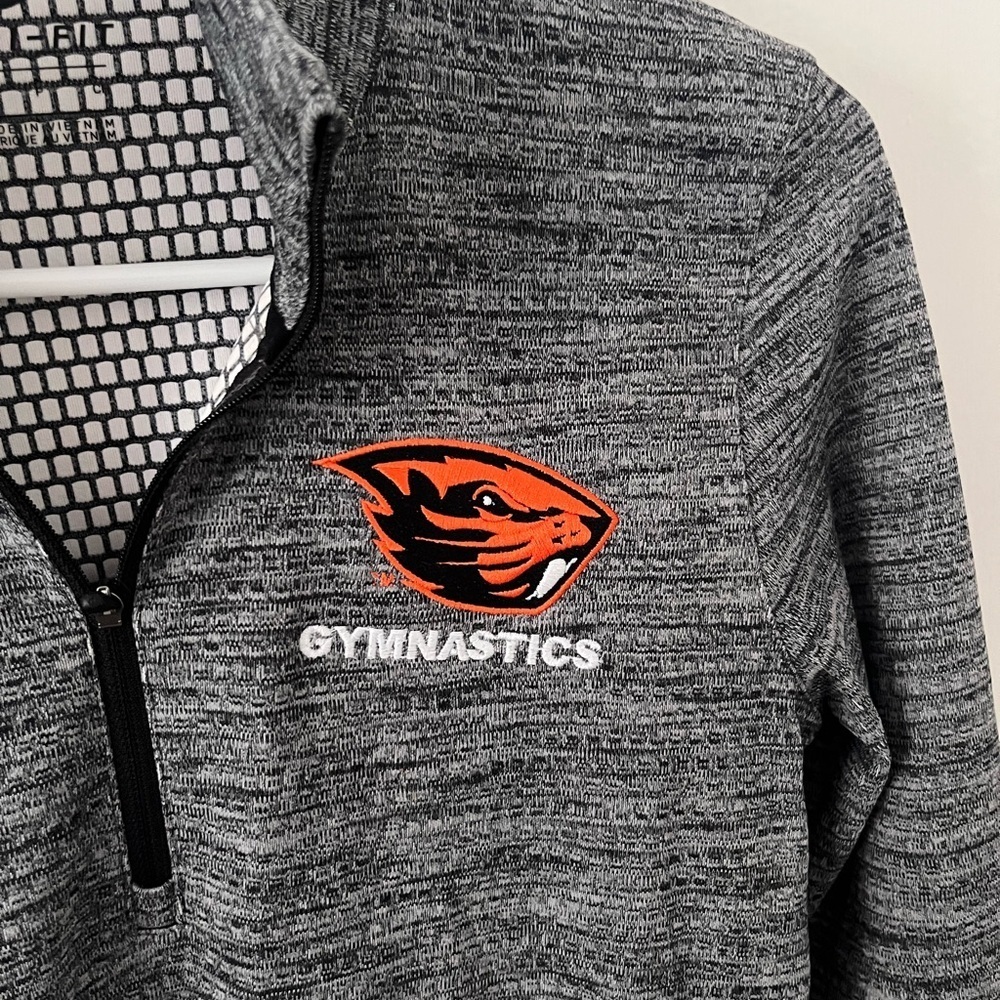 Nike Dri-fit OSU Beavers Gymnastics Quarter Zip Pullover Heather Gray Small - Picture 2 of 9